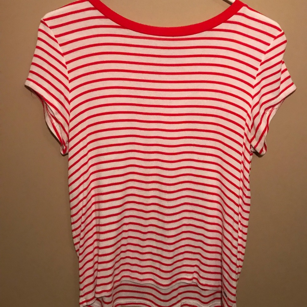 American Eagle Red and White Striped T-Shirt